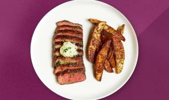 Grilled Skirt Steak With Herb Butter And Roasted Potatoes
