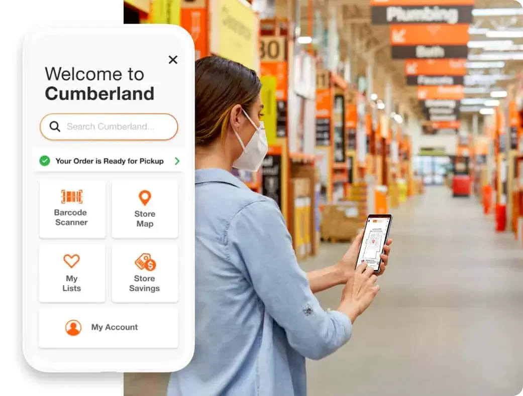 Staff introducing Home Depot Mobile App at Home Depot store