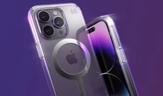 Dark Purple Iphone 14 Pro With Speck Clear Case